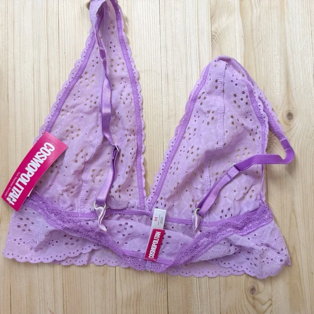 Cosmopolitan Lavender Eyelet Lace Bralette & Panty Set Lingerie NWT Size Medium